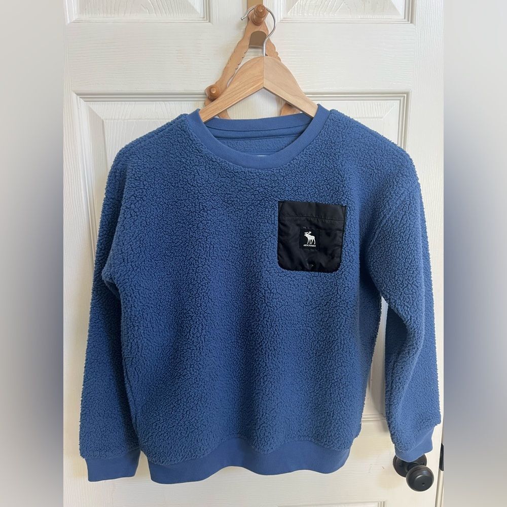 Abercrombie Kids Blue Crewneck Fleece Sweater, Fleece Sweater, Size 11/12